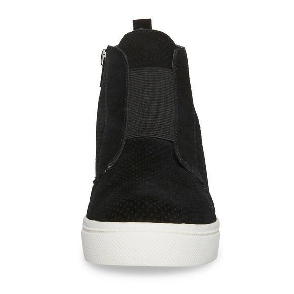 Steve Madden Wedge Sneaker Side Zipper Black Suede Women's Size 7 - Picture 2 of 7